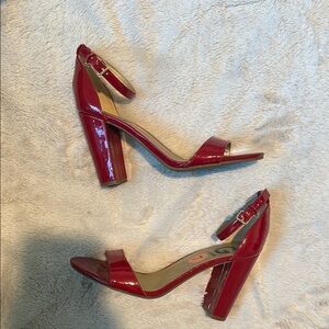 G by Guess Red Block Heel Sandals